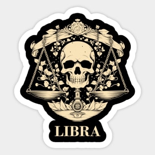 Libra Zodiac Skull Sticker